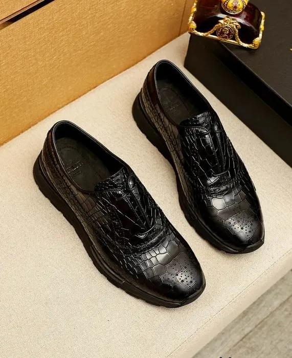 Berluti Luxury Black Crocodile Embossed Sneakers With Chunky Sole