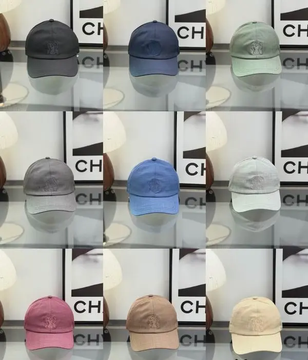Brunello Cucinelli Linen Solomeo Crest Cap In Multiple Colors