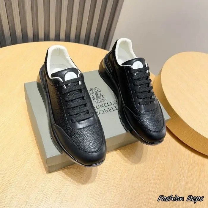 Brunello Cucinelli Pebble Grained Texture Trainers With Chunky Rubber Sole