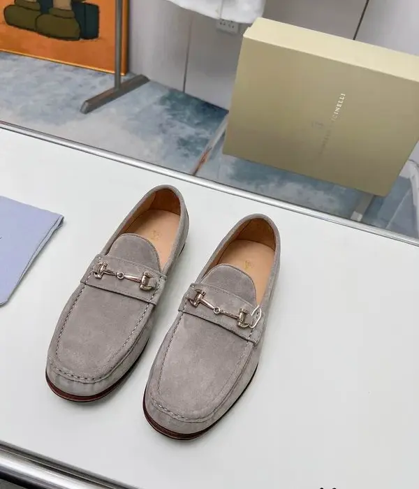 Brunello Cucinelli Suede Horse Bit Loafers With Polished Metallic Buckle In Multiple Colors