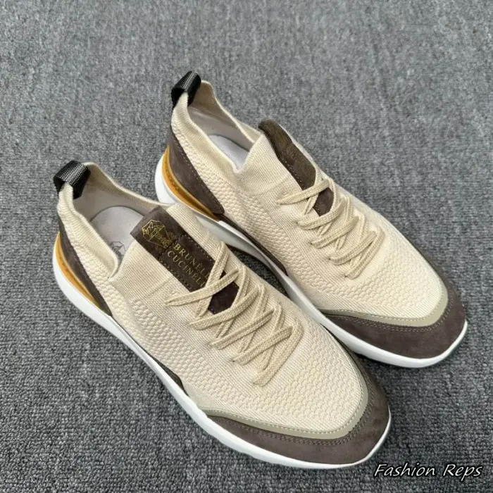 Brunello Cucinelli Knit & Suede Low Top Sneakers