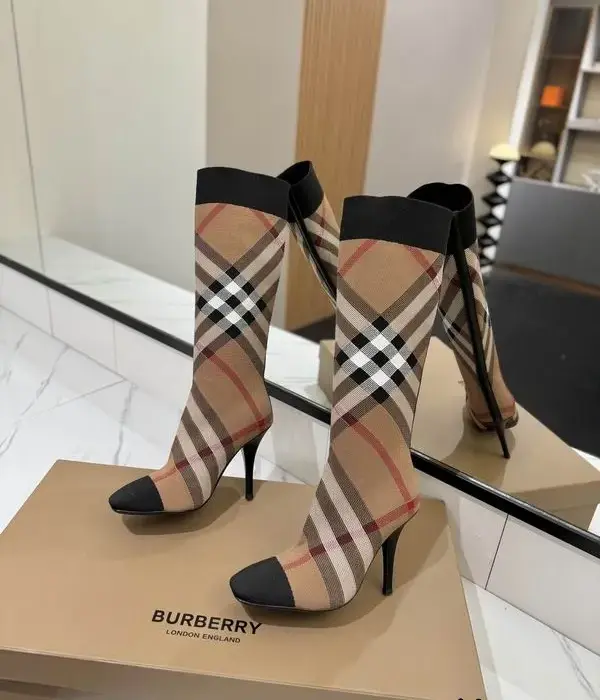 Burberry Vintage Check Sock Boots With Sleek Stiletto Heel
