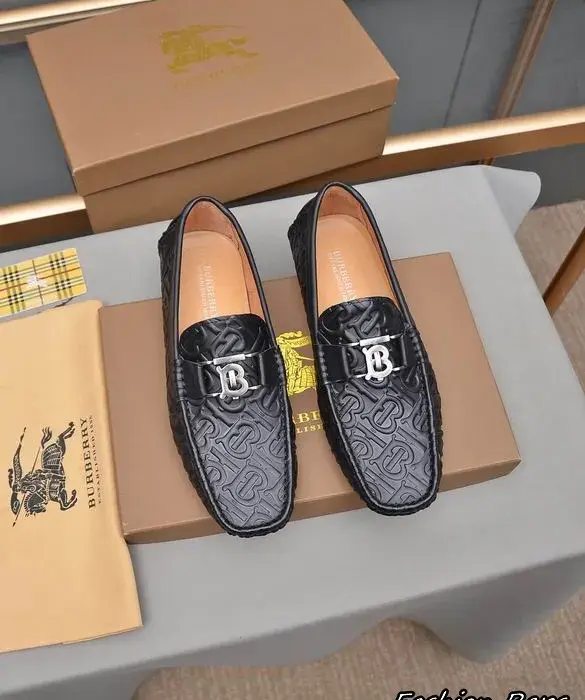 Burberry Embossed Slip On Loafers With Prominent Metallic B Logo Buckle In Multiple Colors