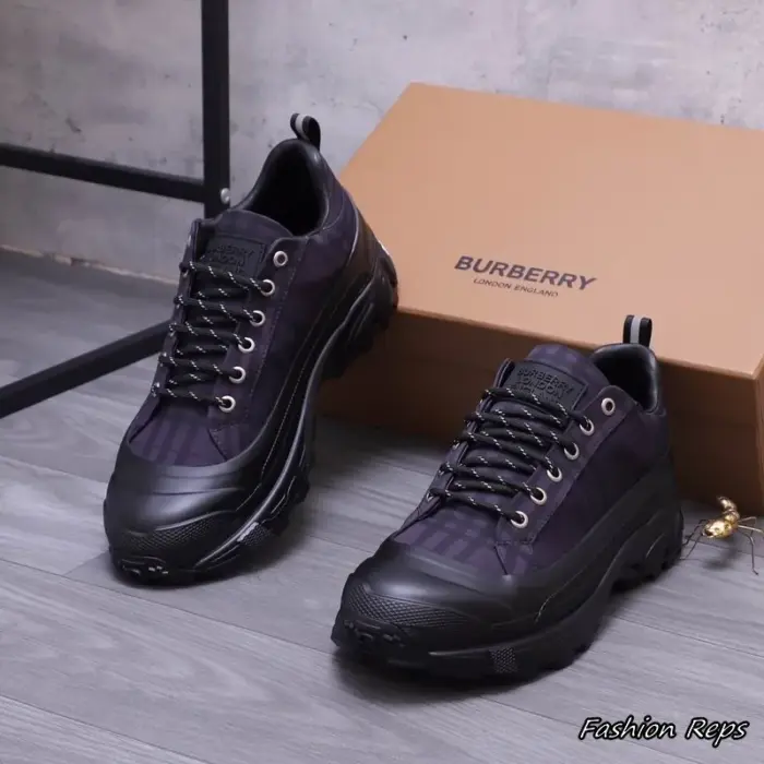 Burberry Check Sneakers With Chunky Sole In 2 Colors