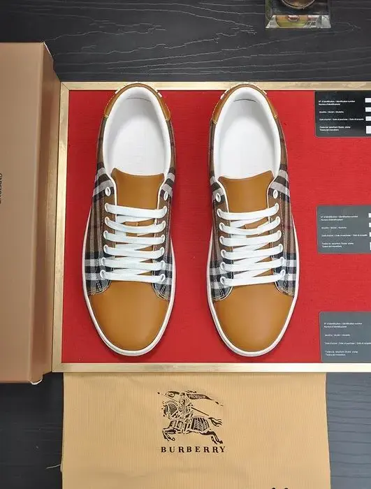 Burberry Low Top Check & Leather Sneakers