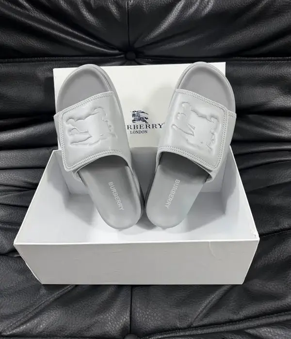 Burberry Men's Pool Sliders With Prominent Tonal Embossing