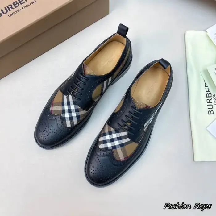 Burberry Vintage Check Canvas & Leather Derby Shoes In 2 Colors