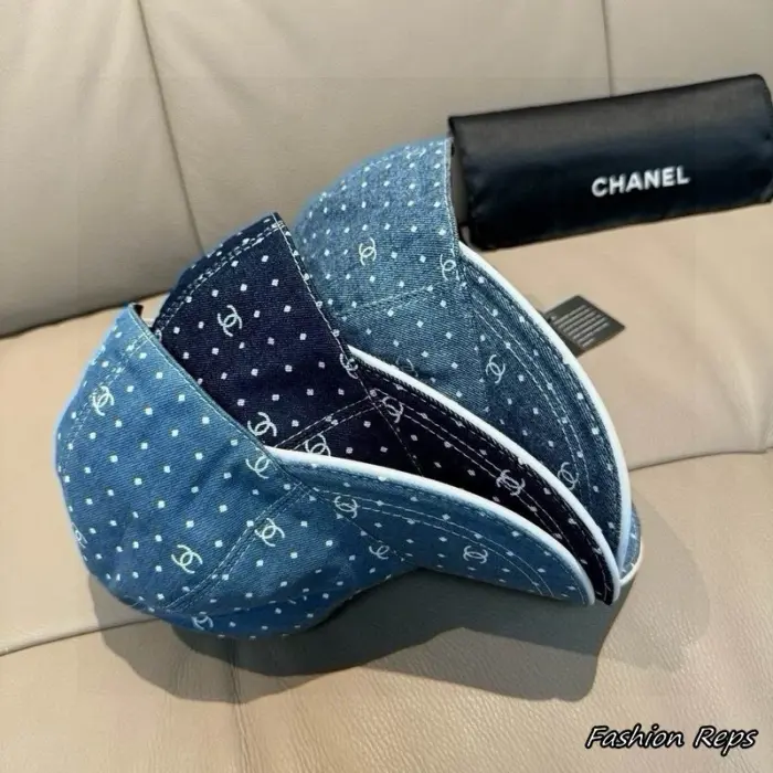 Chanel Polka Dot CC Monogram Denim Baseball Cap In Multiple Colors