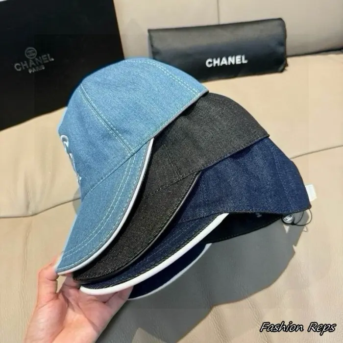 Chanel Embroidered CC Logo Washed Denim Baseball Cap In Multiple Colors