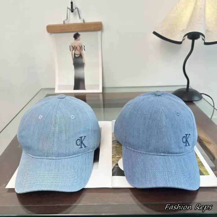 Calvin Klein Side Monogram Small Logo Denim Baseball Cap In 2 Colors