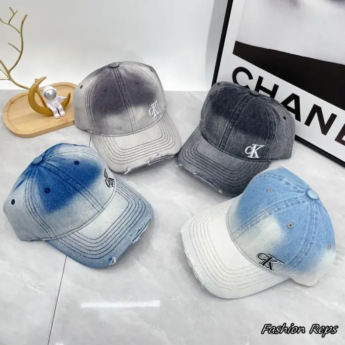 Distressed Gradient Acid Wash Denim Baseball Cap In Multiple Colors