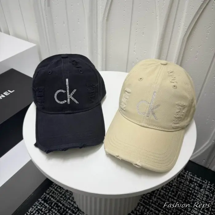 Calvin Klein Distressed Rhinestone Logo Baseball Cap In Multiple Colors