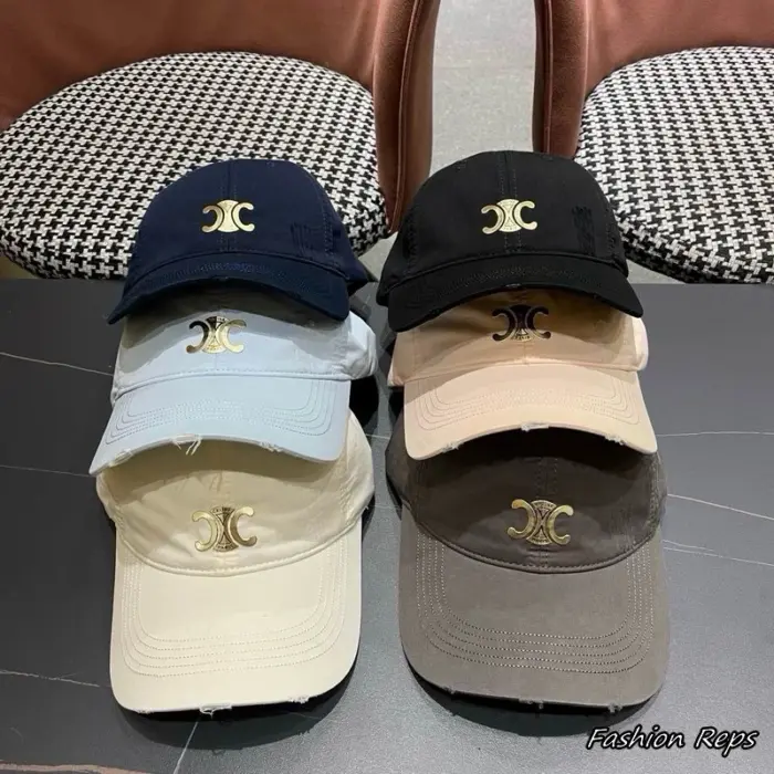 Celine Distressed Triomphe Hardware Plaque Baseball Cap In Multiple Colors