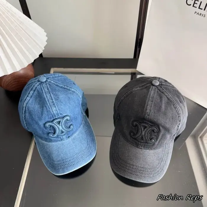 Celine Triomphe Embroidered Washed Denim Baseball Cap In 2 Colors