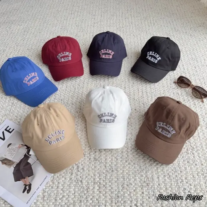 Celine Arched "CELINE PARIS" Logo Embroidered Cotton Baseball Cap In Multiple Colors