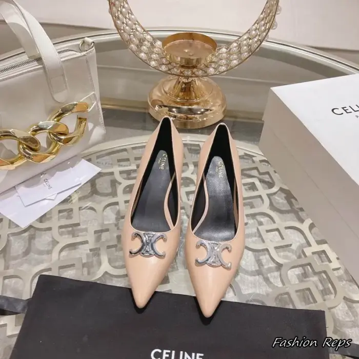 Celine Alma Heels With Silver Tone Triomphe Hardware In Different Colors