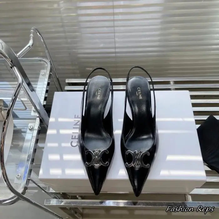 Celine Metallic Triomphe Slingback Heels In Different Colors
