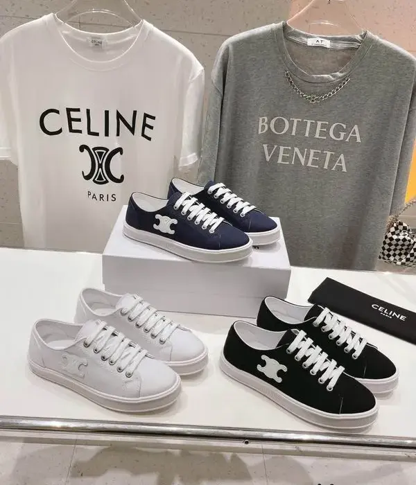 Celine Low Top Sneakers With Signature Triomphe Logo On The Side In Different Colors