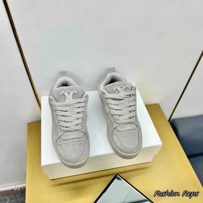 Celine Low Top Sneakers With Signature Triomphe Logo Patch On The Tongue