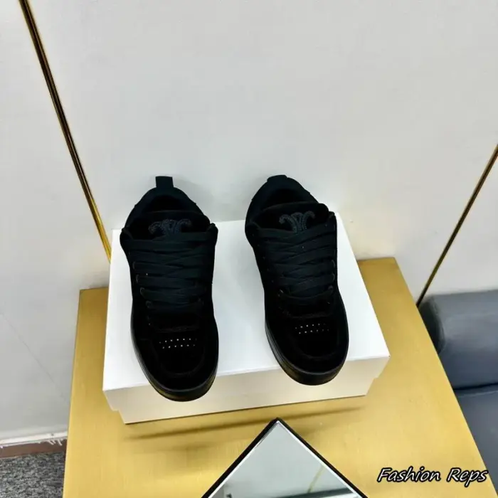 Celine Huntington Low Top Lace Up Sneakers With Chunky Skate Inspired Silhouette