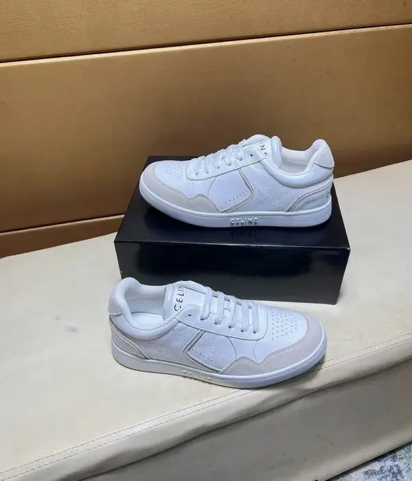 Celine Low Top Sneakers With Subtle Suede Overlay Accent In 2 Colors