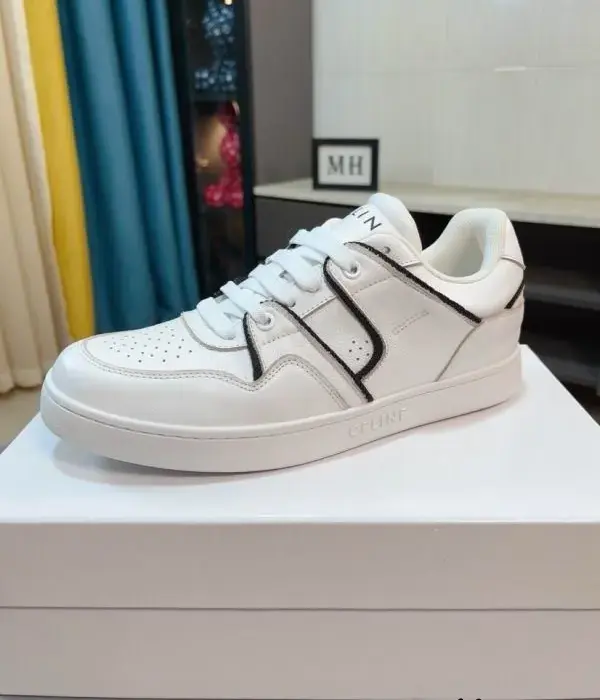 Celine Low Top Sneakers With Contrast Piping Along The Side Panels In 2 Colors