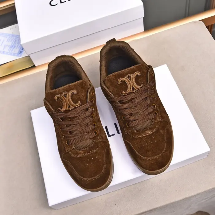 Celine Low Top Sneakers With Embroidered Triomphe Logo On The Tongue