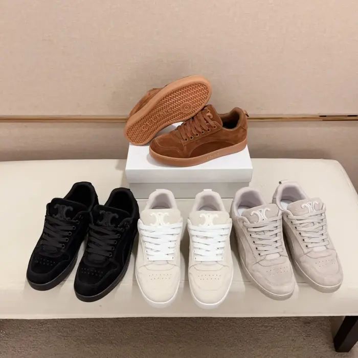 Celine Men's Low Top Sneakers With Embroidered Triomphe Logo In Multiple Colors