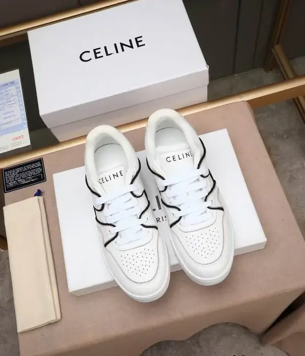 Celine Low Top Sneakers With Embossed CELINE Logo On The Side Of The Thick Sole In 2 Colors