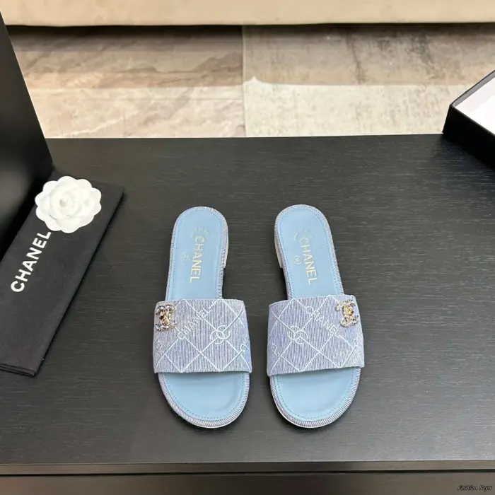 Chanel Quilted Sandals With CC Logo Charm On The Strap