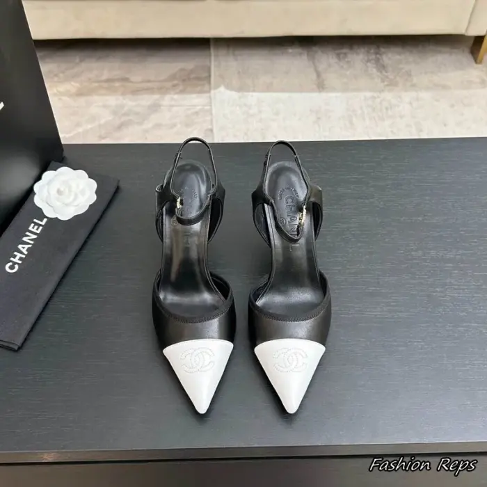 Chanel Slingback High Heels With Embossed Interlocking CC Logo
