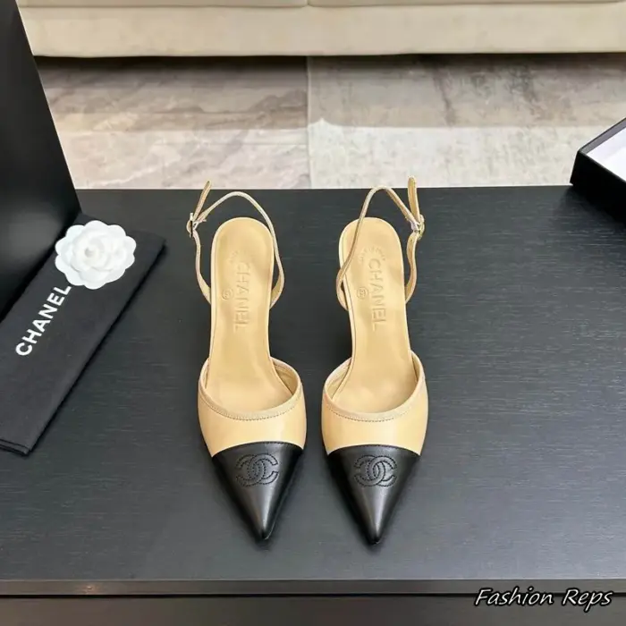 Chanel Slingback Heels With Embossed CC Logo