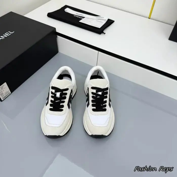Chanel Low Top Sneakers With Prominent Black CC Logo