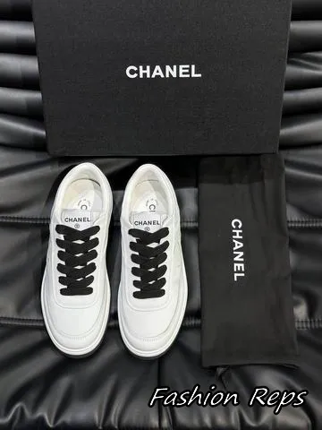 Chanel Men's Low Top Sneakers With Wide Black Laces