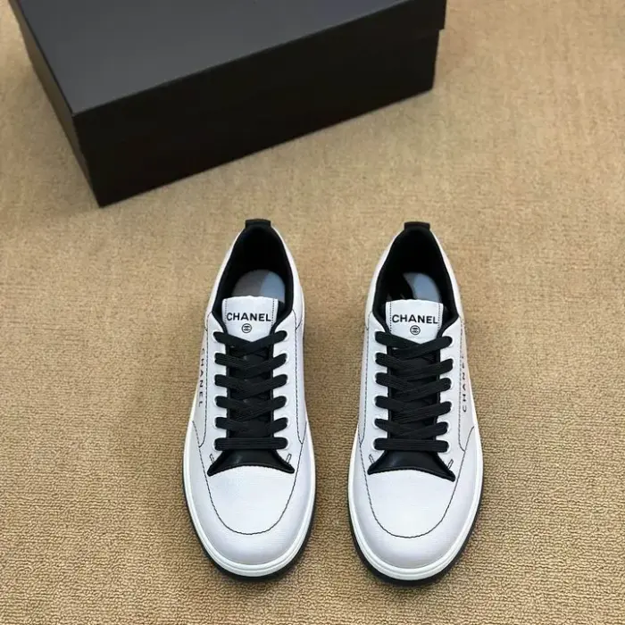 Chanel Low Top Sneakers With Signature Lettering Printed Along The Side In 2 Colors