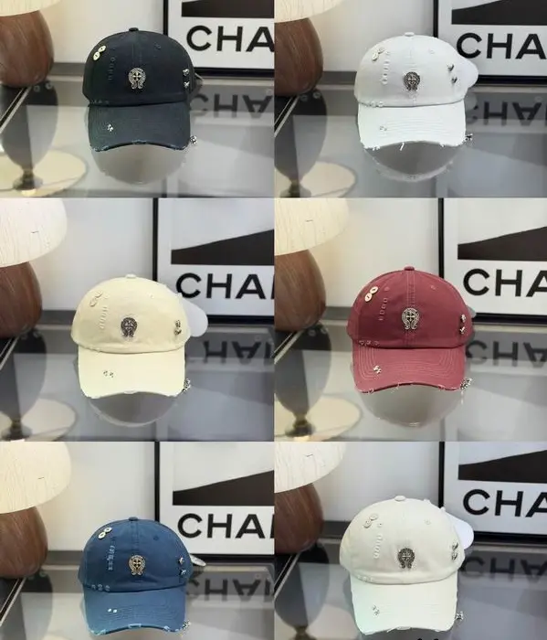 Chrome Hearts Distressed Horseshoe Logo Hardware Studded Baseball Cap In Multiple Colors