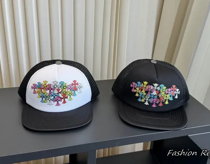 Chrome Hearts Multi Color Cemetery Cross Print Mesh Trucker Cap In 2 Colors