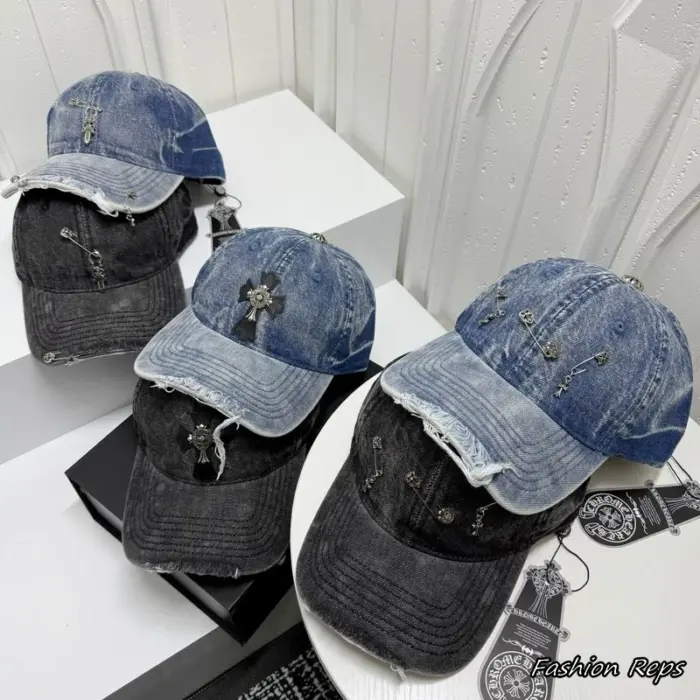 Chrome Hearts Distressed Washed Denim Silver Hardware Baseball Cap In Multiple Colors