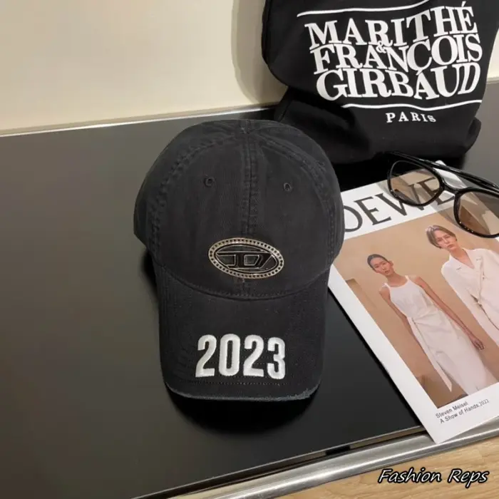 Diesel Metallic Oval D Hardware Plaque "2023" Distressed Brim Baseball Cap