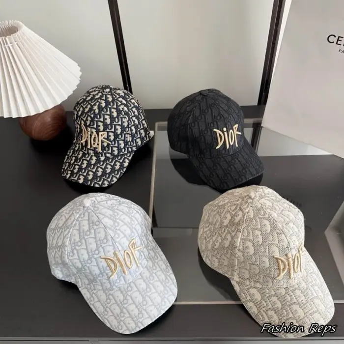 Dior Oblique Jacquard All Over Monogram Gold Metallic Script Logo Baseball Cap In Multiple Colors