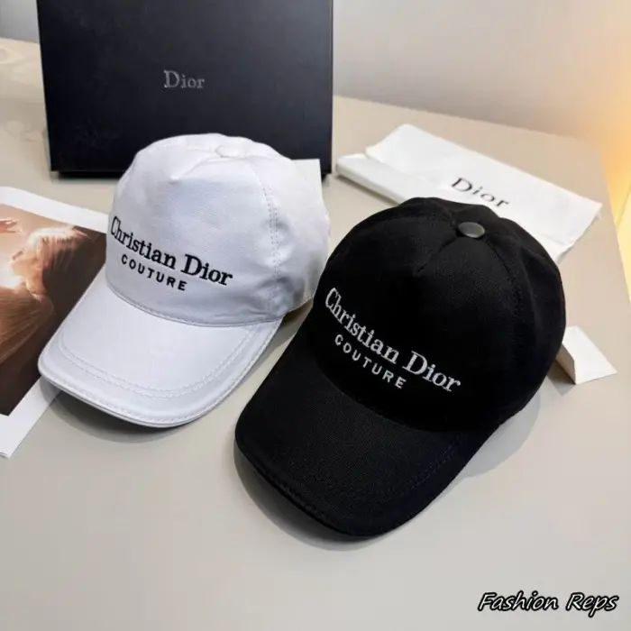 Christian Dior Couture Logo Embroidered Cotton Baseball Cap In 2 Colors