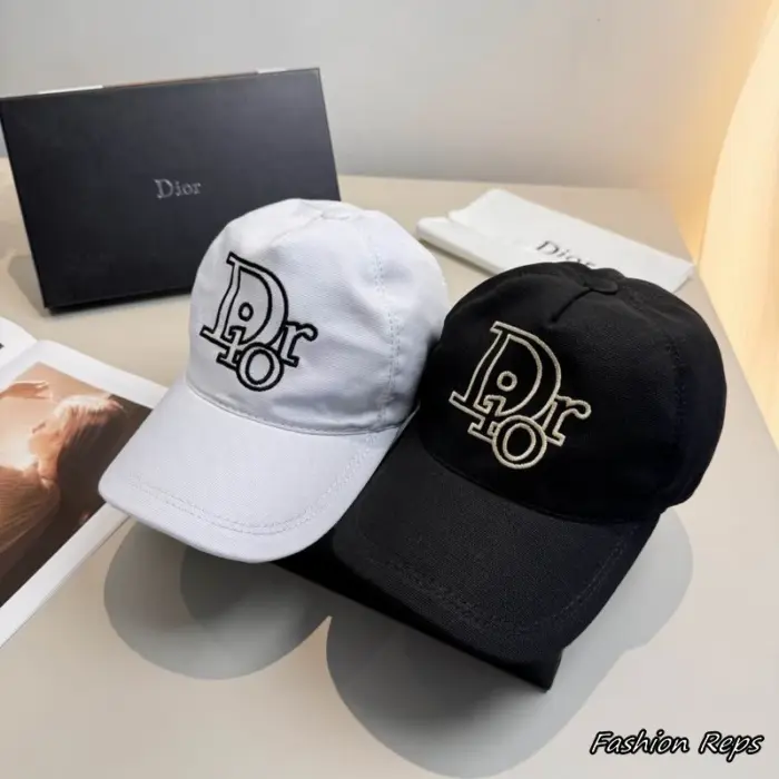 Dior Stacked Logo Embroidered Baseball Cap In 2 Colors