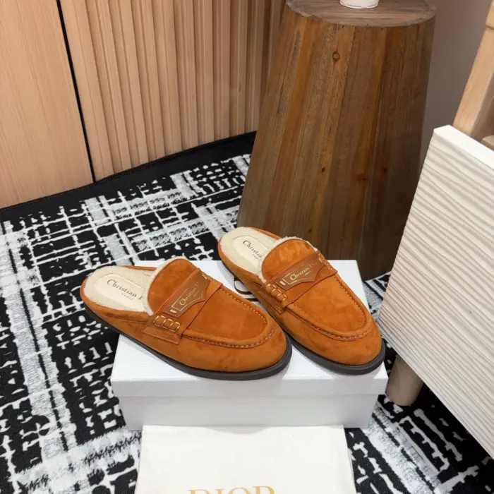 Dior Boy Suede Mules In Brown