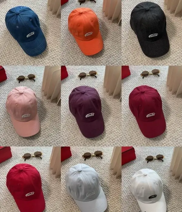 Emis Arch Logo Solid Monochromatic Twill & Denim Baseball Cap In Multiple Colors