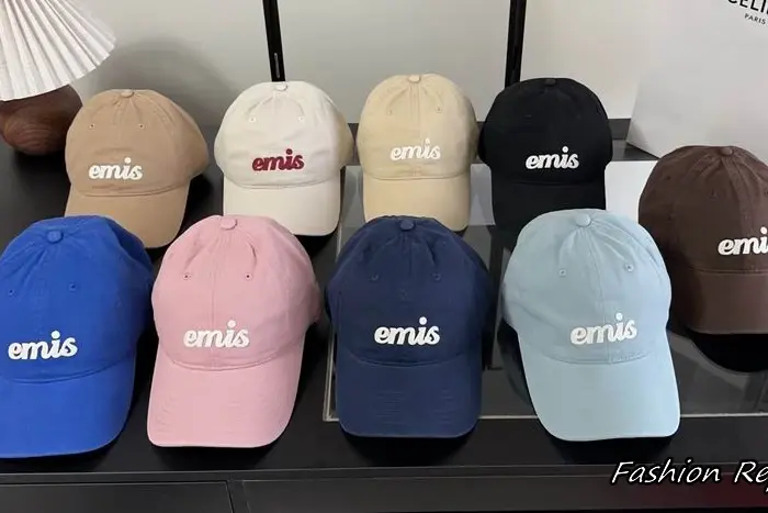 Emis New Logo Embroidered Cursive Script Twill Baseball Cap In Multiple Colors