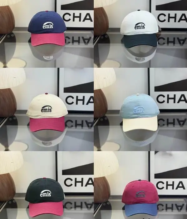 Emis Arch Logo Two Tone Color Block Twill Baseball Cap In Multiple Colors