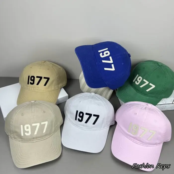 Fear of God Essentials "1977" Embroidered Felt Logo Canvas Baseball Cap In Multiple Colors