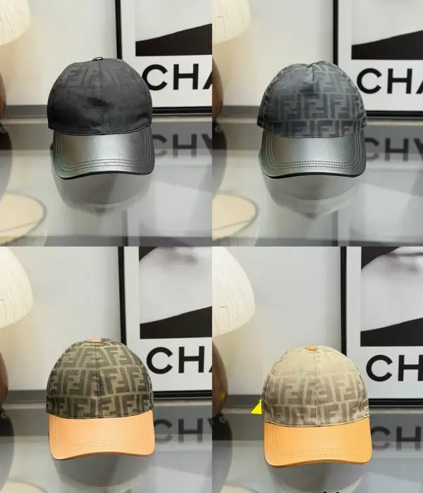 Fendi FF Jacquard Monogram Canvas & Leather Visor Baseball Cap In Multiple Colors