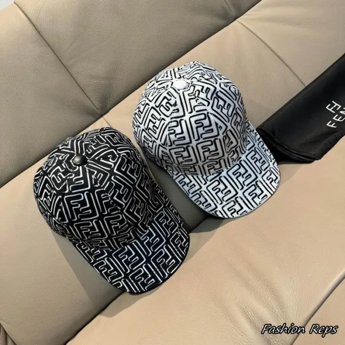 Fendi FF Vertigo Logo Canvas Baseball Cap In 2 Colors