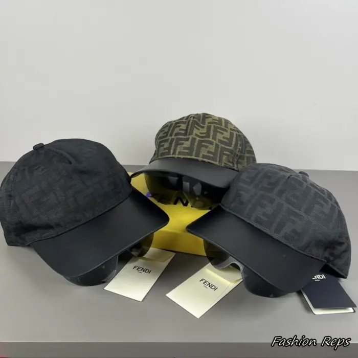 Fendi Premium Woven Monogram & Leather Streetwear Cap In Multiple Colors